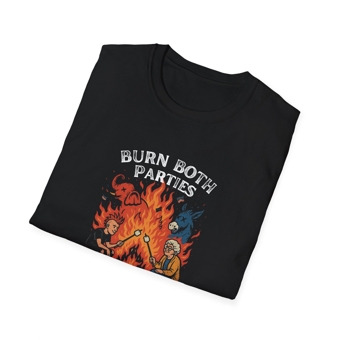 Burn Both Parties Roast Marshmallows on the Ashes Unisex Softstyle T-Shirt