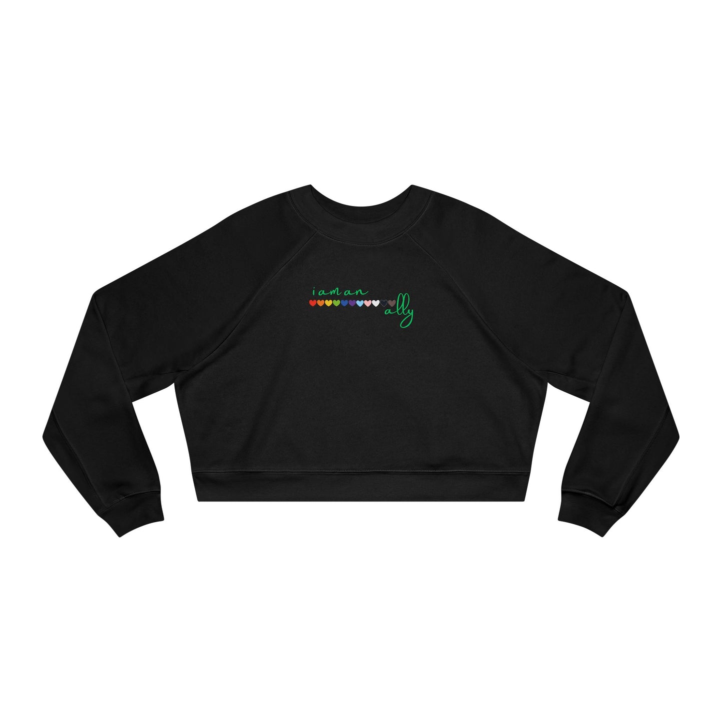 Cropped Fleece Pullover — Retro Rainbow Script with Green Cactus