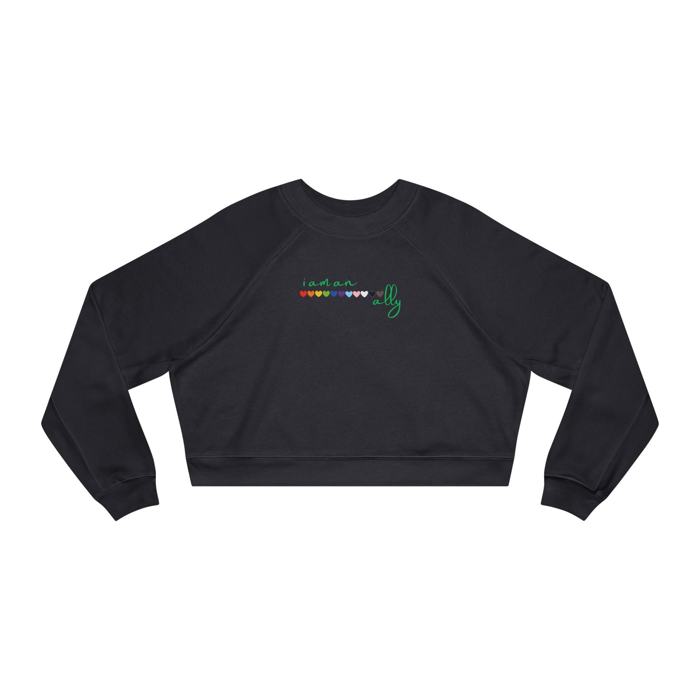 Cropped Fleece Pullover — Retro Rainbow Script with Green Cactus