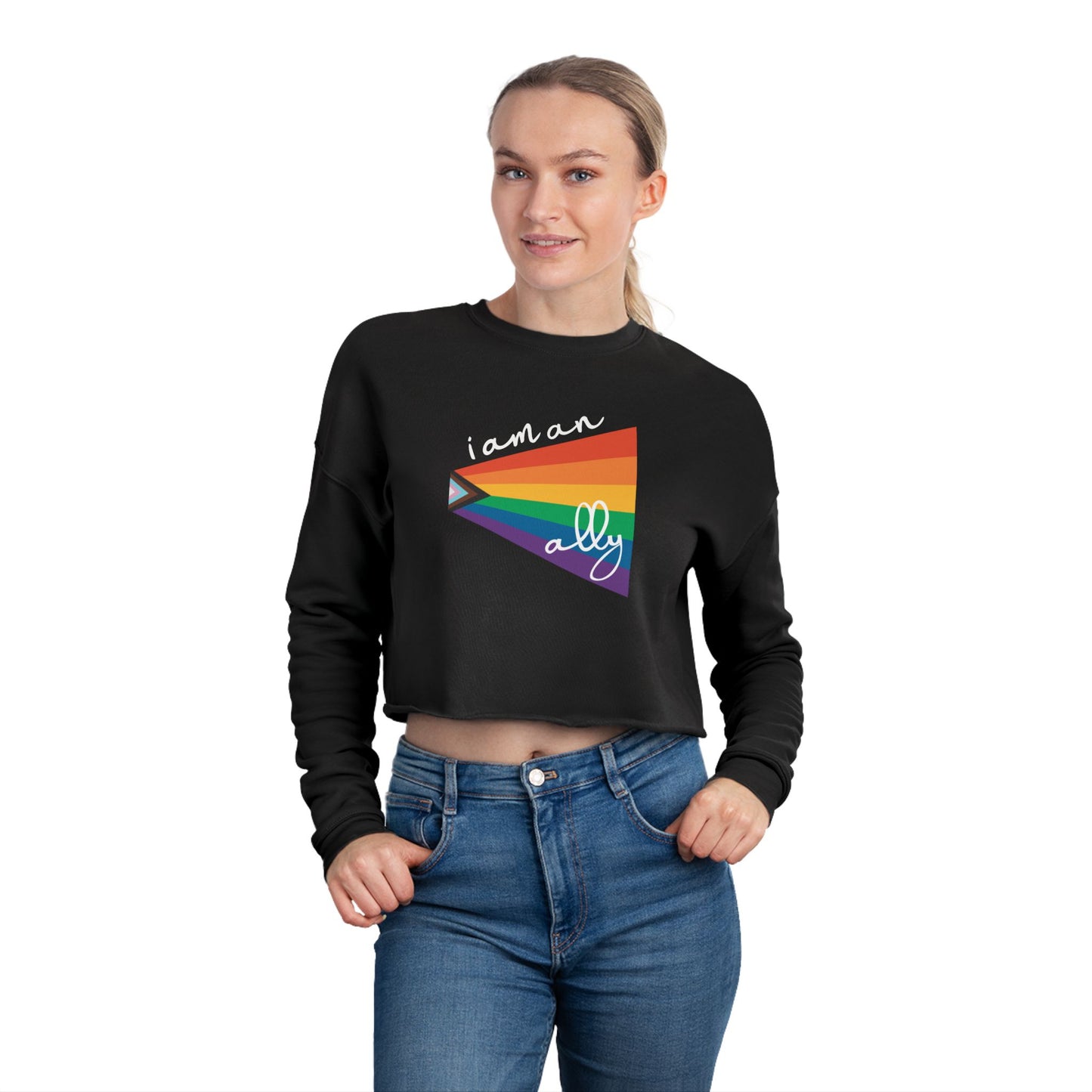 Cropped Sweatshirt "I Am An Ally" LGBTQIA+ Rainbow Flag Top