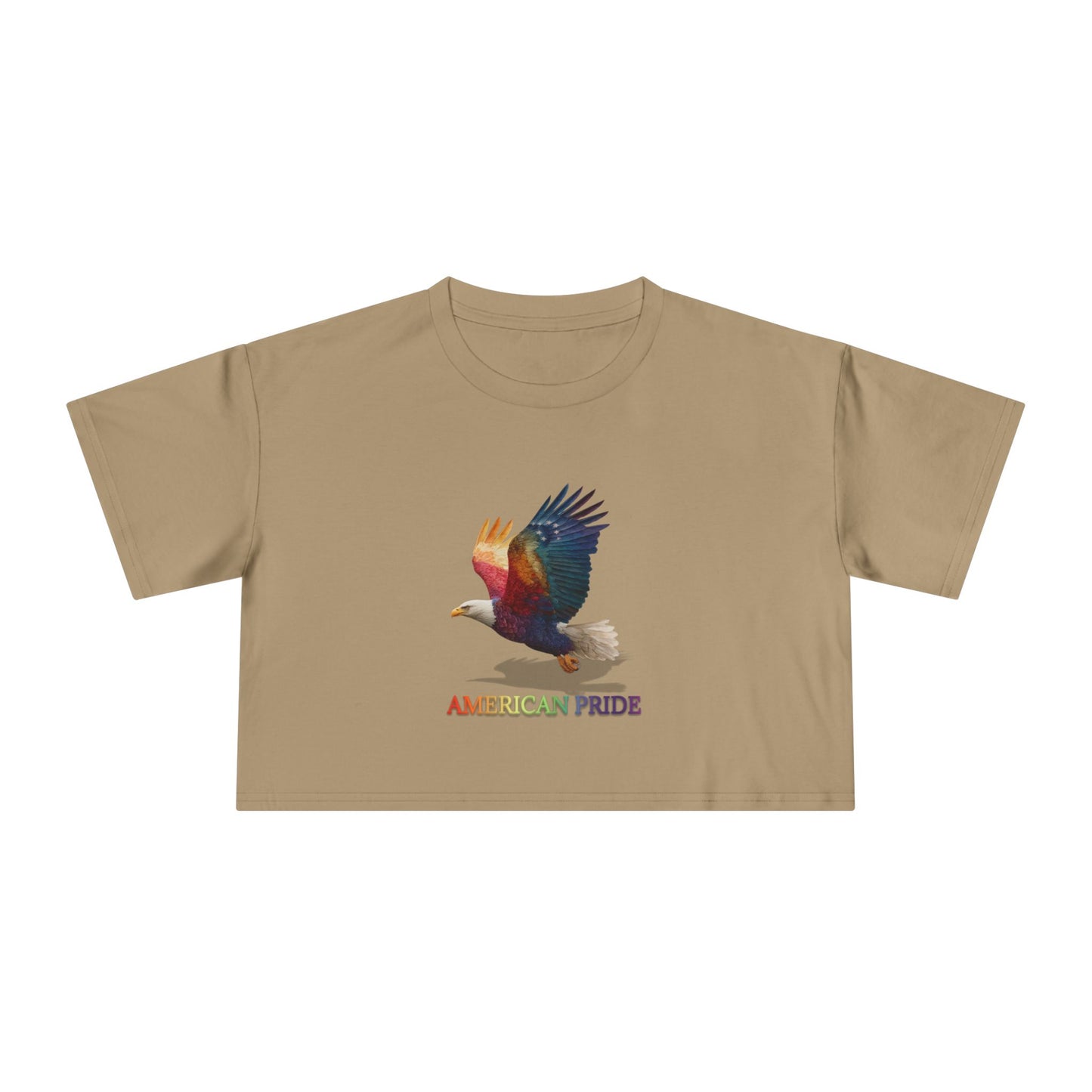 Colorful American Pride Women's Crop Tee, Bohemian Summer Shirt, Patriotic Gift, Festival Apparel, Casual Everyday Wear