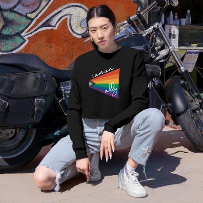 Cropped Sweatshirt "I Am An Ally" LGBTQIA+ Rainbow Flag Top