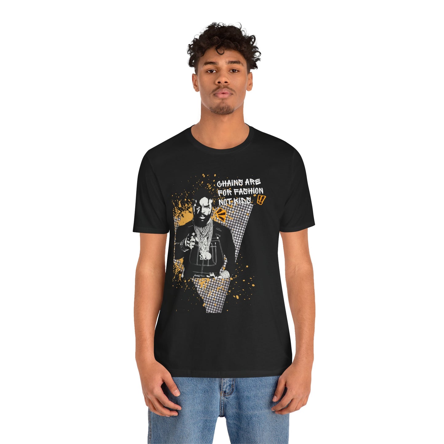 Chains are for fashion — Retro Hip-Hop Portrait T-Shirt