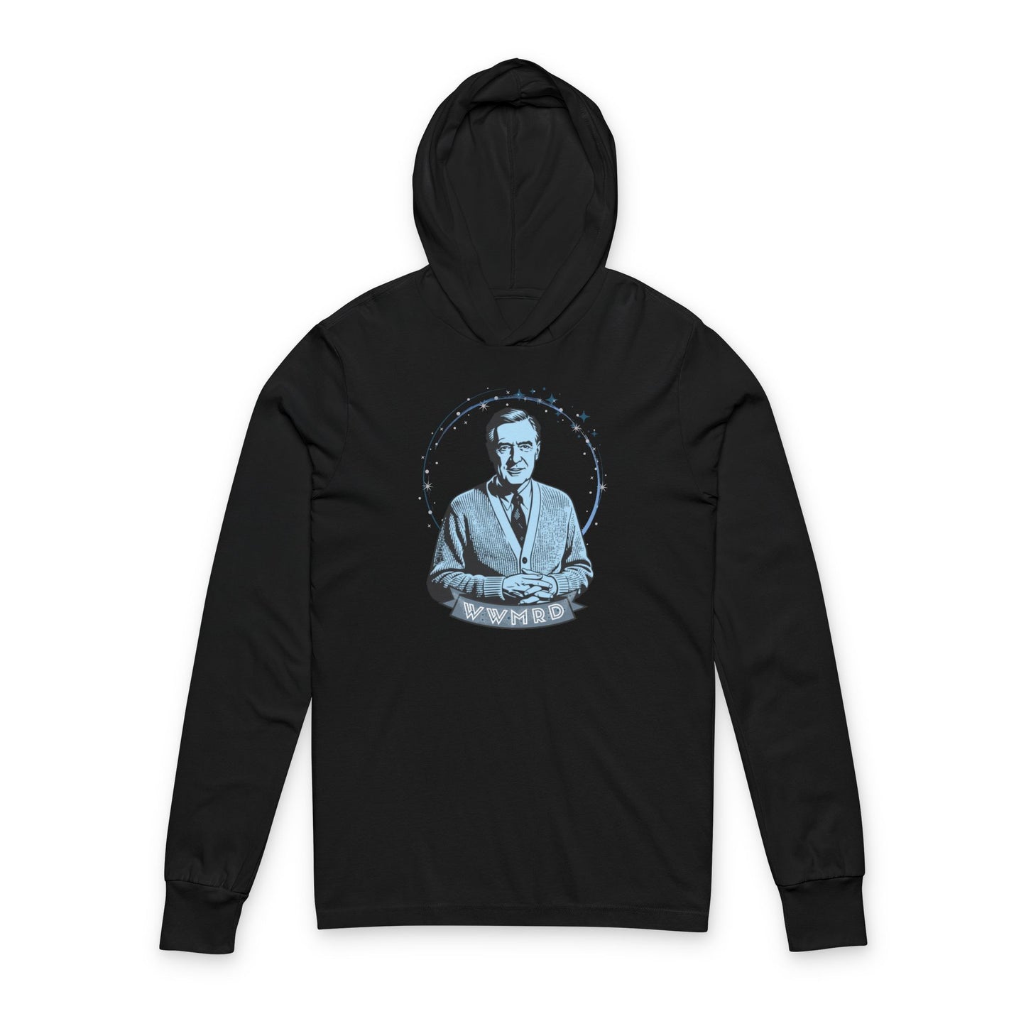 Hooded Long Sleeve Tee What Would Mr. Rogers Do — Vintage Portrait Graphic Hooded Tee