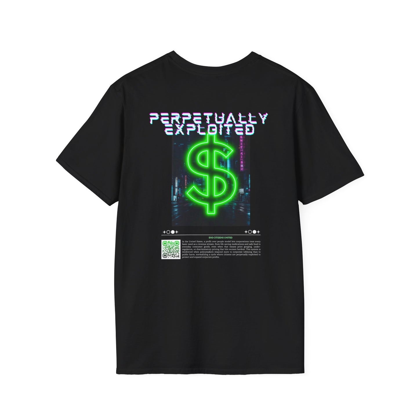 Perpetually Exploited Neon Dollar Back Print T-Shirt