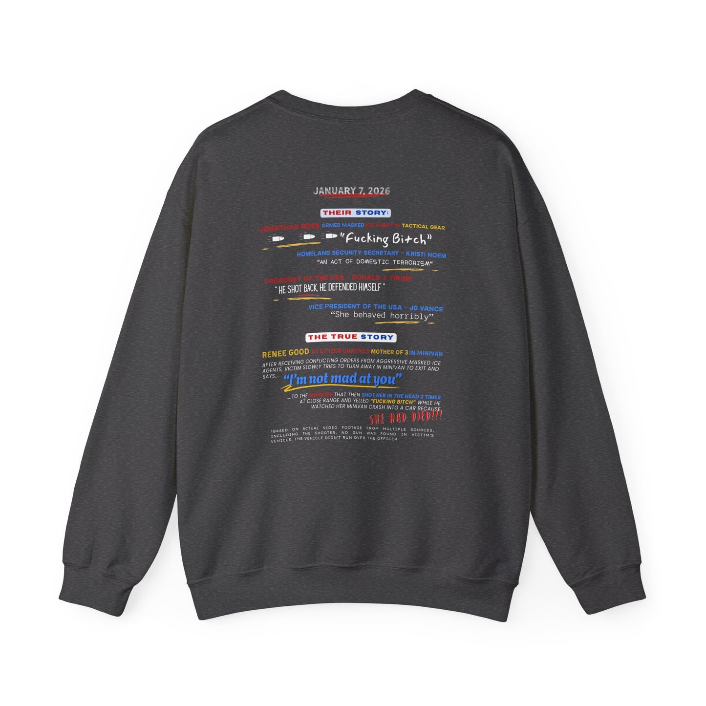 Sweatshirt Noncompliance DOES NOT Justify Murder Crewneck Sweatshirt Quote Graphic Pullover
