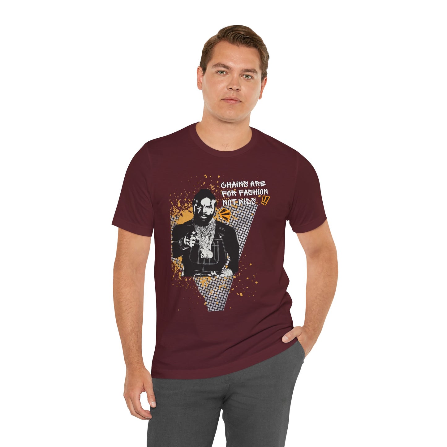 Chains are for fashion — Retro Hip-Hop Portrait T-Shirt