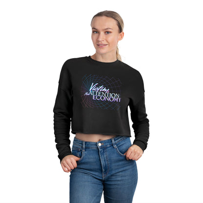 Cropped Sweatshirt  "Victim of the Attention Economy" Retro Script Crop Top