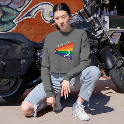 Cropped Sweatshirt "I Am An Ally" LGBTQIA+ Rainbow Flag Top