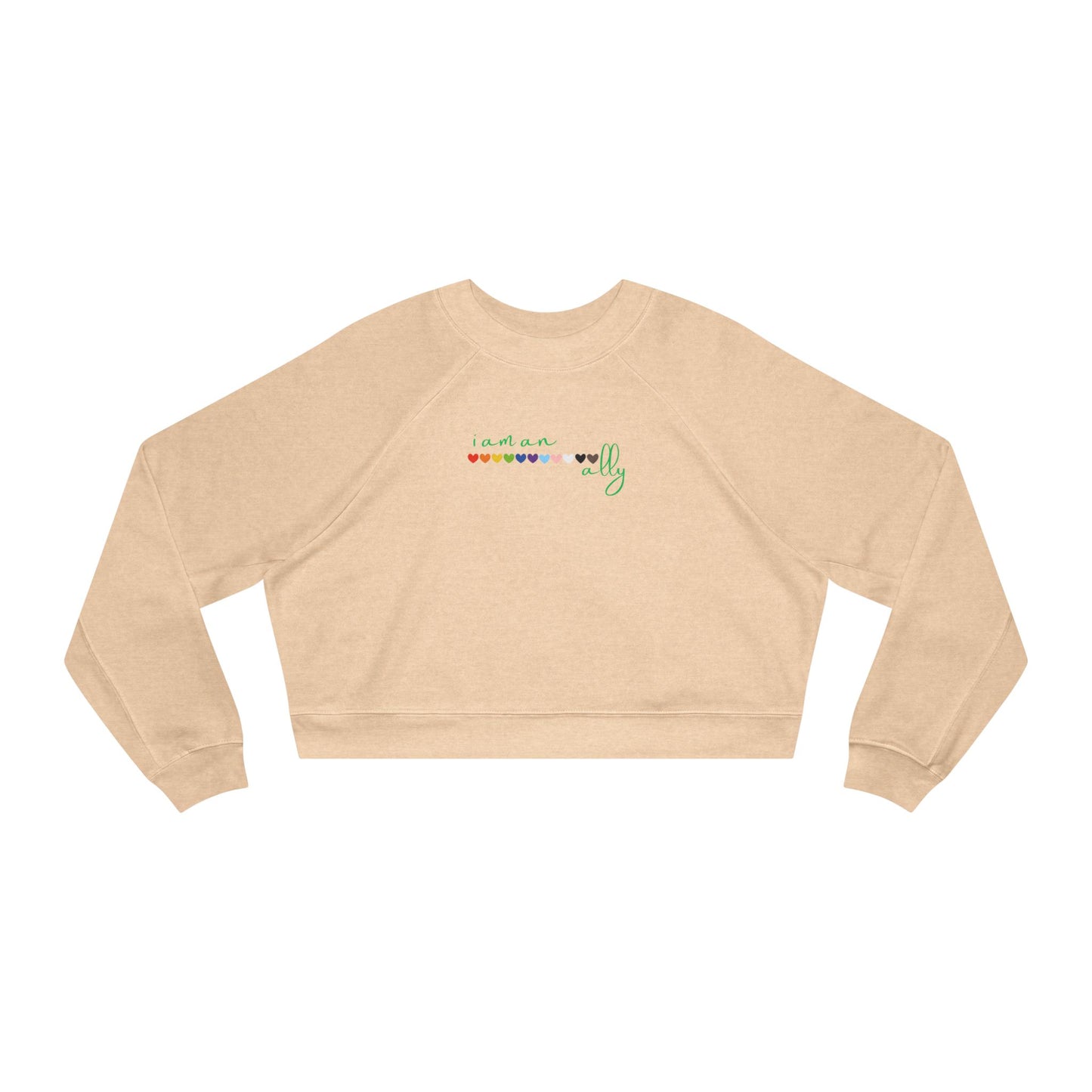 Cropped Fleece Pullover — Retro Rainbow Script with Green Cactus