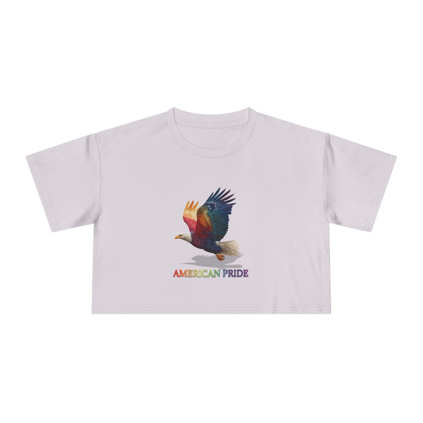 Colorful American Pride Women's Crop Tee, Bohemian Summer Shirt, Patriotic Gift, Festival Apparel, Casual Everyday Wear