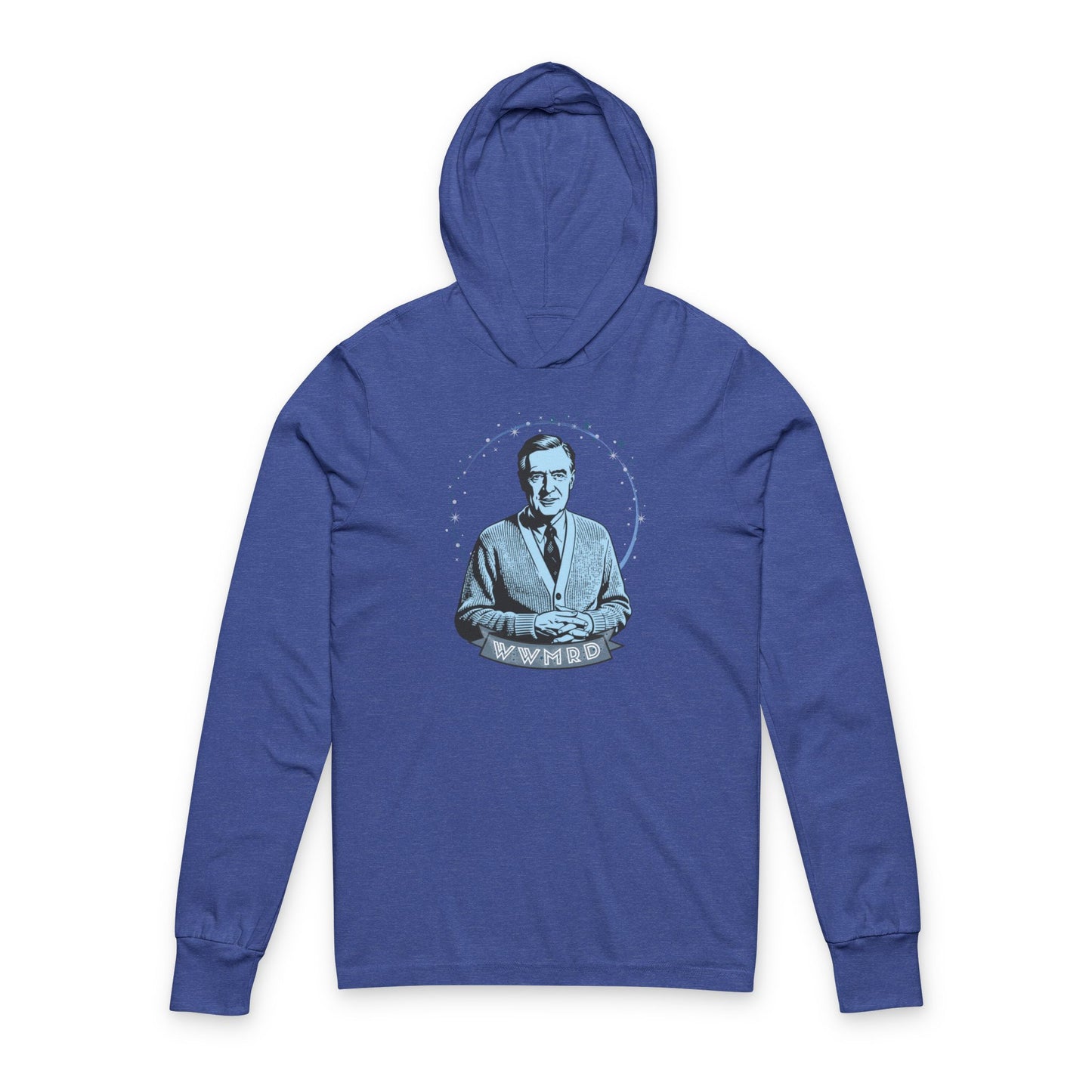 Hooded Long Sleeve Tee What Would Mr. Rogers Do — Vintage Portrait Graphic Hooded Tee
