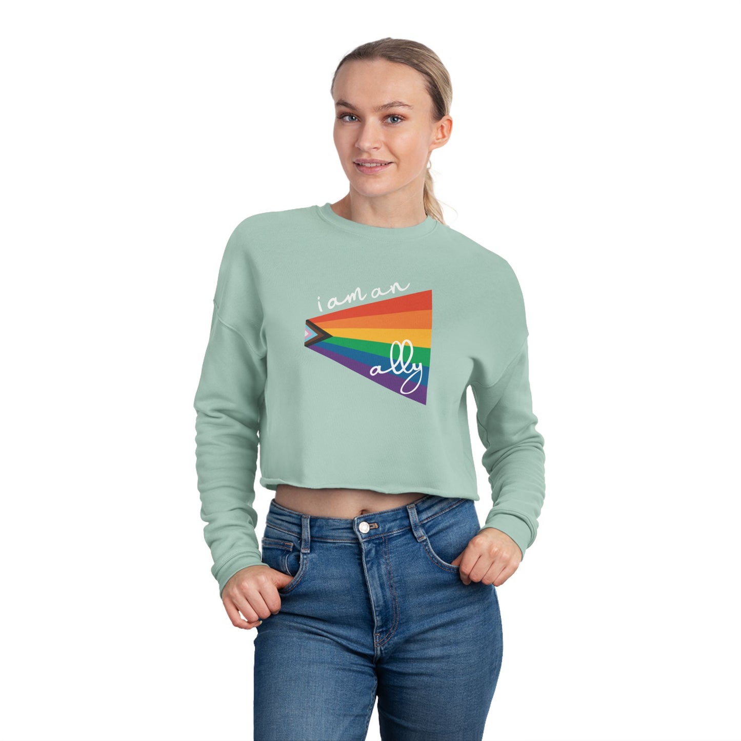 Cropped Sweatshirt "I Am An Ally" LGBTQIA+ Rainbow Flag Top