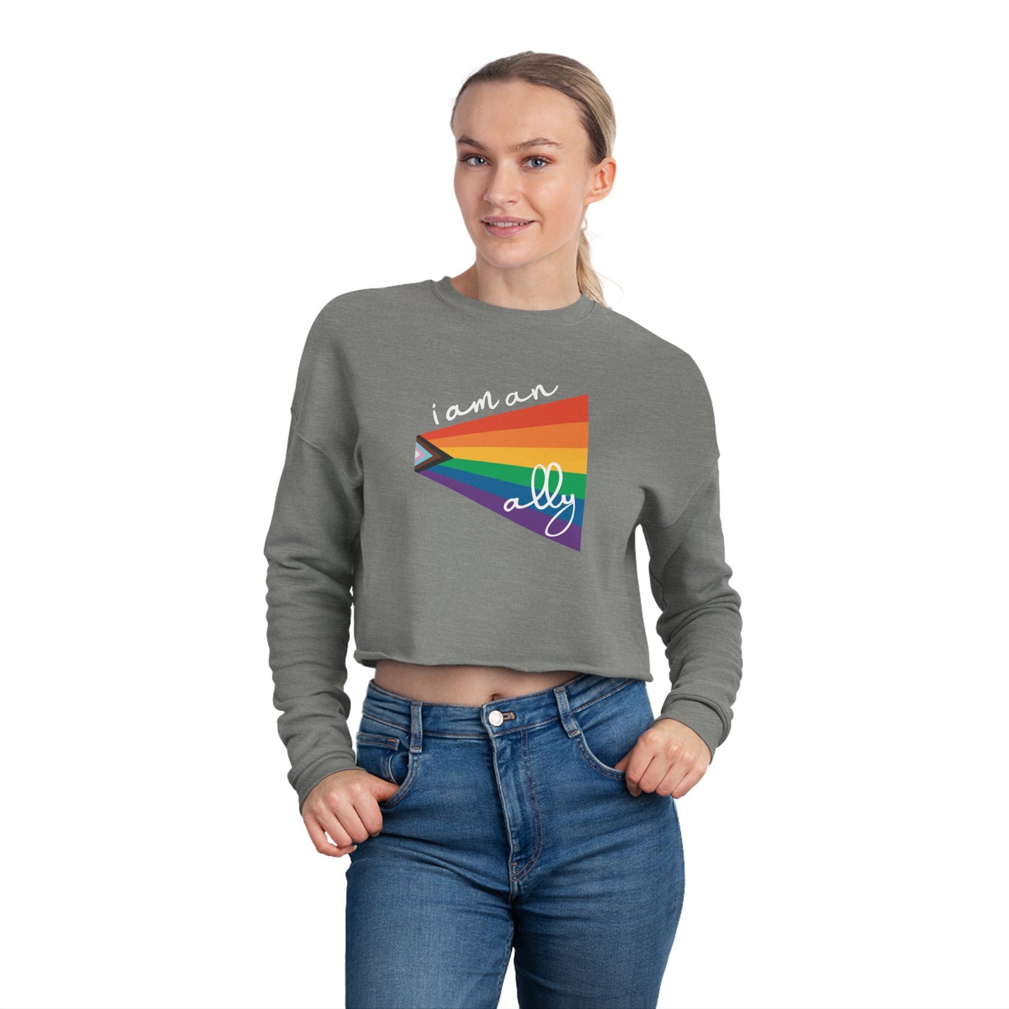 Cropped Sweatshirt "I Am An Ally" LGBTQIA+ Rainbow Flag Top