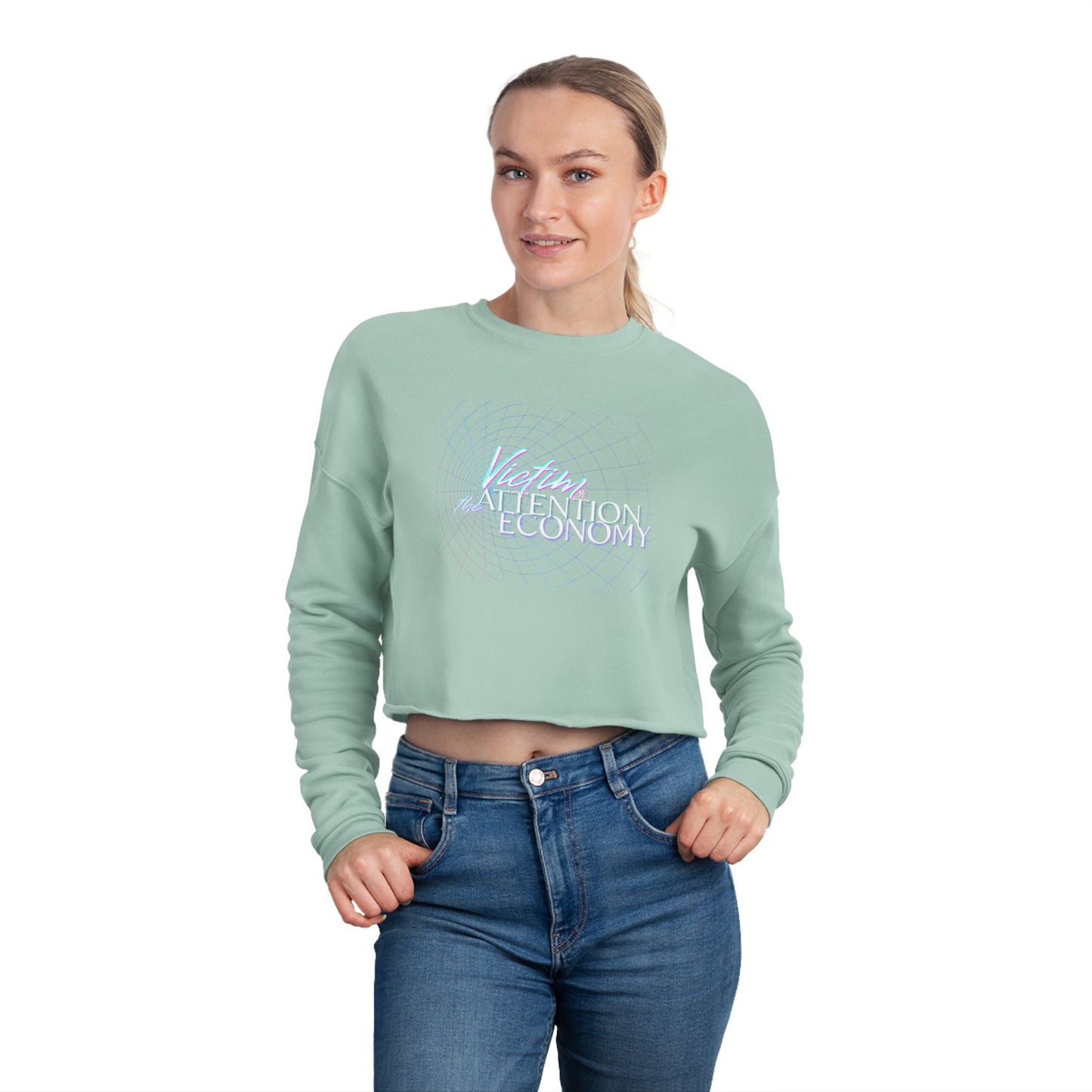 Cropped Sweatshirt  "Victim of the Attention Economy" Retro Script Crop Top
