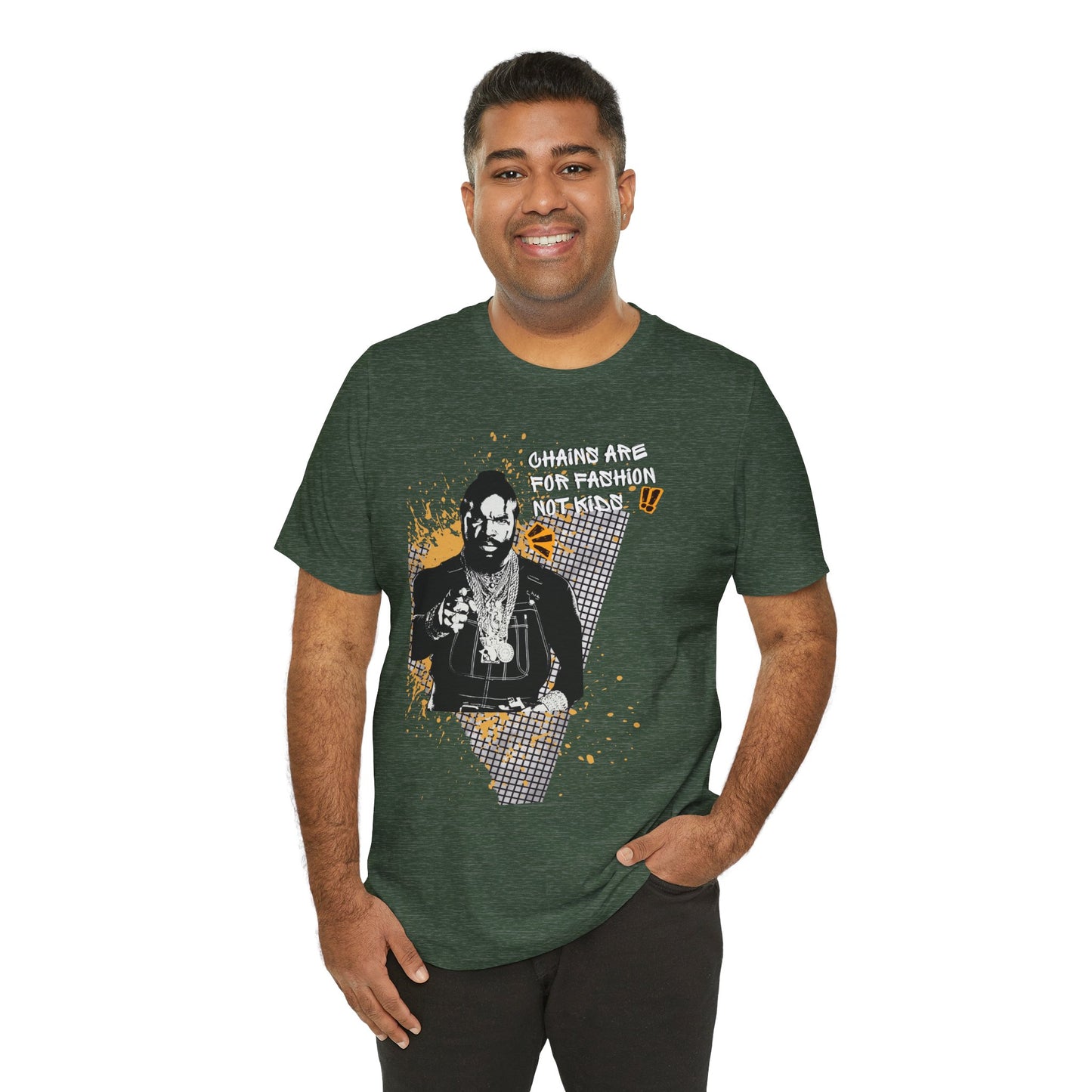 Chains are for fashion — Retro Hip-Hop Portrait T-Shirt