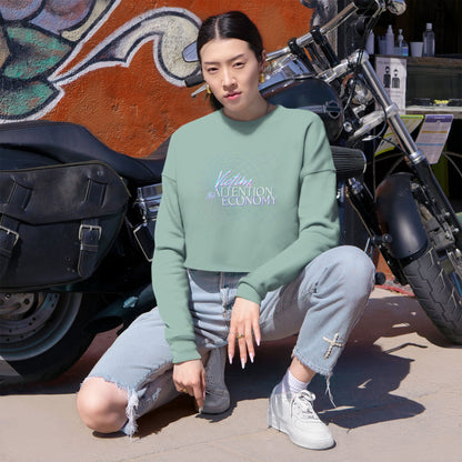 Cropped Sweatshirt  "Victim of the Attention Economy" Retro Script Crop Top