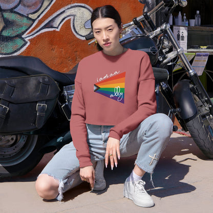 Cropped Sweatshirt "I Am An Ally" LGBTQIA+ Rainbow Flag Top