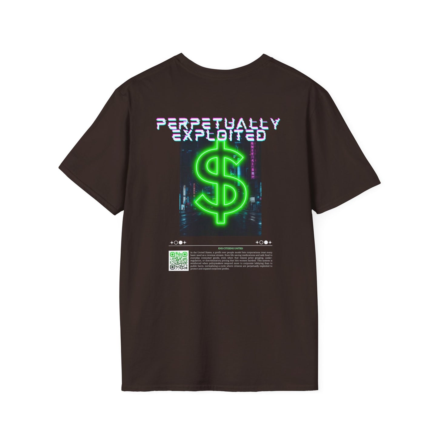 Perpetually Exploited Neon Dollar Back Print T-Shirt