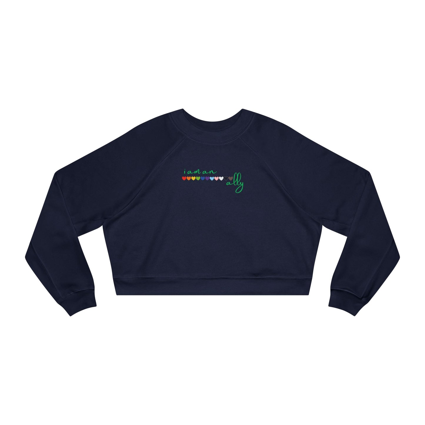 Cropped Fleece Pullover — Retro Rainbow Script with Green Cactus